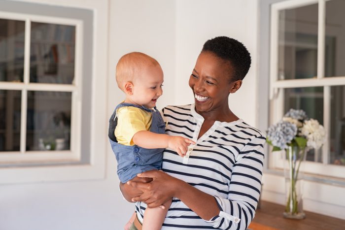 Woman and adopted child