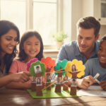 family tree school project at the kitchen table