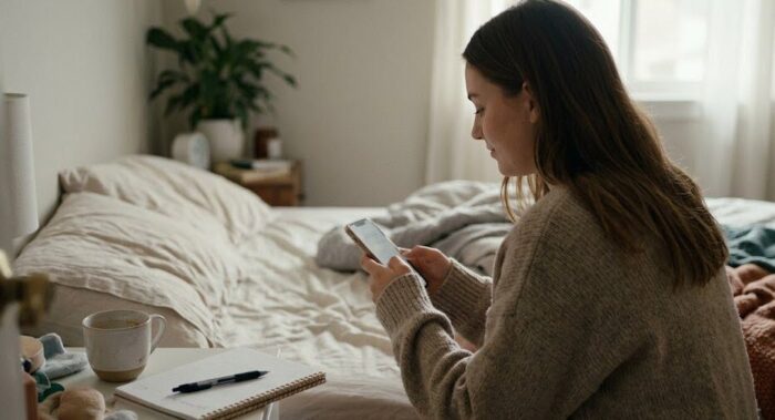 birthmother on her phone reaching out to an adoption agency